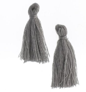 Pack of 10, 1 Inch Dark Grey Cotton Tassels
