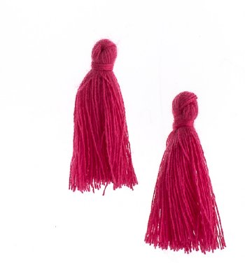 Pack of 10, 1 Inch Fuchsia Cotton Tassels