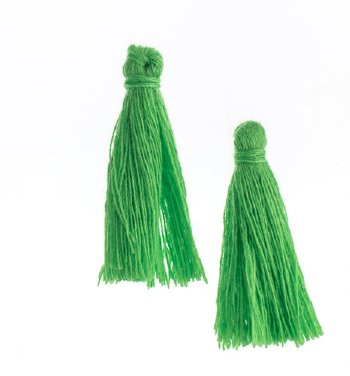 Pack of 10, 1 Inch Grass Green Cotton Tassels