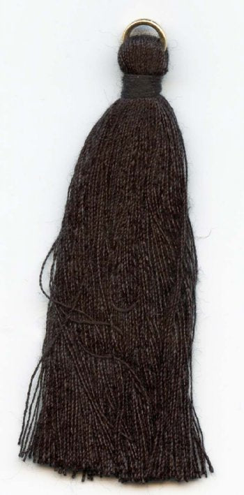 Pack of 10, 2.25 Inch Black Poly Cotton Tassels with Ring