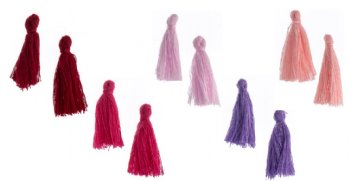 Pack of 10, 1 Inch Mixed Cotton Tassels - Pink Mix