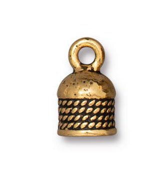 1, 12.47x7.75mm TierraCast Antique Gold Rope Cord End