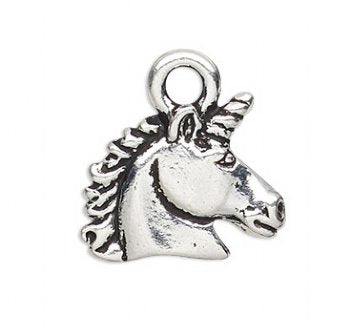 1 14mm TierraCast Antique Silver Unicorn Head Pendant