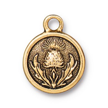 1, 14.5x18.5mm TierraCast Antique Gold Thistle Pendant