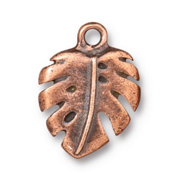1, 14.5x19.25mm TierraCast Antique Copper Monstera Leaf Pendant