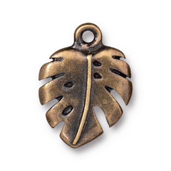 1, 14.5x19.25mm TierraCast Brass Oxide Monstera Leaf Pendant