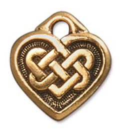 1 14x13mm TierraCast Antique Gold Celtic Knot Heart Pendant