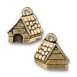 1, 15.2x15.3mm TierraCast Antique Gold Dog House Pendant