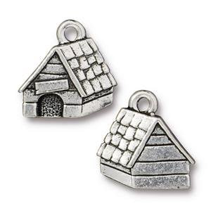 1, 15.2x15.3mm TierraCast Antique Silver Dog House Pendant