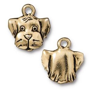 1, 16.5x15mm TierraCast Antique Gold Spot Dog Head Pendant