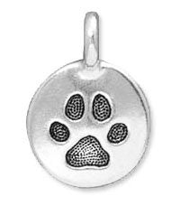 1 16.6x11.6mm TierraCast Round Antique Silver Paw Print Pendant