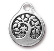 1 19.5x16mm TierraCast Antique Silver Bird In A Tree Drop Pendant