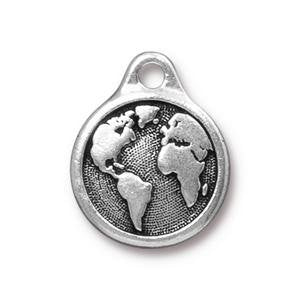 1 19.5x16mm TierraCast Antique Silver Earth Drop Pendant