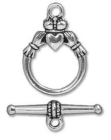 1 22x7mm TierraCast Antique Silver Claddagh Toggle