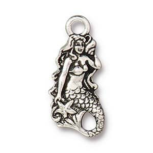 1, 23.4x7.8mm Tierracast Antique Silver Mermaid Pendant