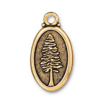 1, 29.5x16mm TierraCast Antique Gold Redwood Pendant