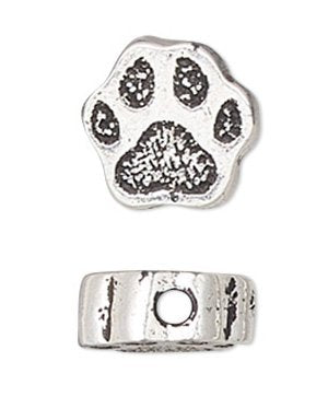 1, 6x5.5mm Antique Silver TierraCast Paw Print Bead