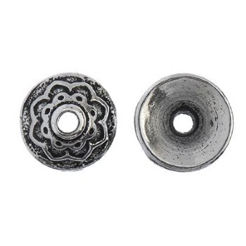 1 8mm TierraCast Antique Silver Eastern Path Lotus Bead Cap