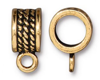 1 8mm TierraCast Round Antique Gold Rope Bail