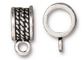 1 8mm TierraCast Round Antique Silver Rope Bail