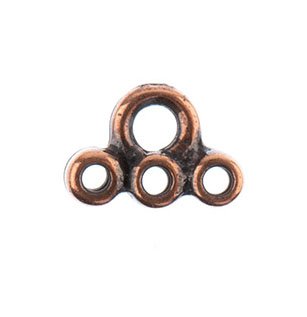 2, 9x6.2mm 3 Strand TierraCast Antique Copper Stitch-In Link