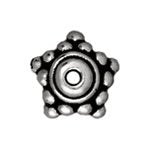 1, 8mm TierraCast Antique Silver Beaded Star Bead Cap
