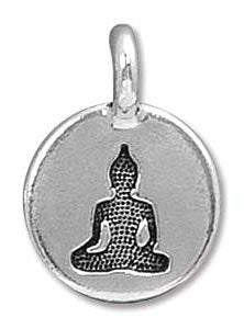 1 16.6x11.6mm TierraCast Round Antique Silver Buddha Pendant