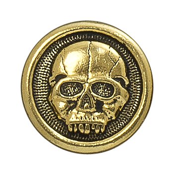 1, 17mm Antique Gold TierraCast Scary Skull Button