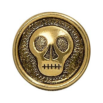 1, 17mm Antique Gold TierraCast Skully Button