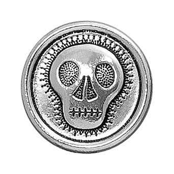 1, 17mm Antique Silver TierraCast Skully Button