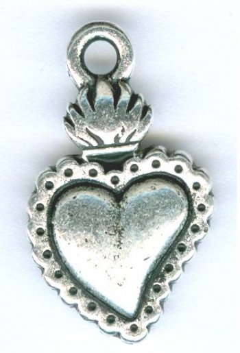 1 22x13mm TierraCast Antique Silver Milagro Sacred Heart Pendant