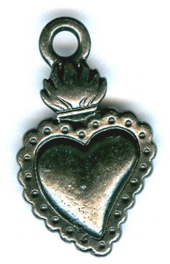 1 22x13mm TierraCast Black Milagro Sacred Heart Pendant