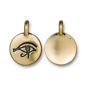 1 16.6x11.6mm TierraCast Round Antique Gold Eye Of Horus Pendant