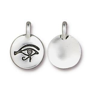 1 16.6x11.6mm TierraCast Round Antique Silver Eye Of Horus Pendant