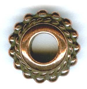 1 5x11mm TierraCast Large Hole Antique Copper Beaded Twist Bead