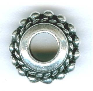 1 5x11mm TierraCast Large Hole Antique Silver Beaded Twist Bead