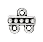 1 10x9mm 2 Strand TierraCast Antique Silver Beaded Bar Link