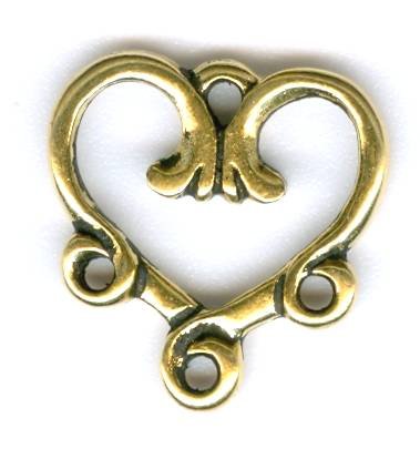 1 13mm 3 Loop TierraCast Antique Gold Heart Link