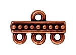 1 15x9mm 3 Strand TierraCast Antique Copper Beaded Bar Link