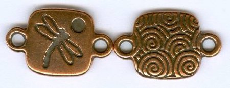1 21x13mm 2- Loop TierraCast Antique Copper Square Dragonfly Link