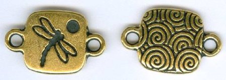 1 21x13mm 2- Loop TierraCast Antique Gold Square Dragonfly Link