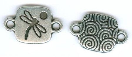 1 21x13mm 2- Loop TierraCast Antique Silver Square Dragonfly Link