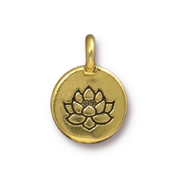 1 16.6x11.6mm TierraCast Round Antique Gold Lotus Pendant