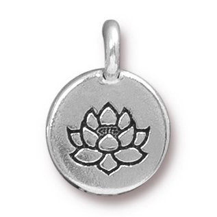 1 16.6x11.6mm TierraCast Round Antique Silver Lotus Pendant