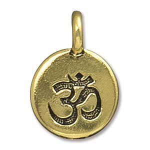 1 16.6x11.6mm TierraCast Round Antique Gold Om Pendant
