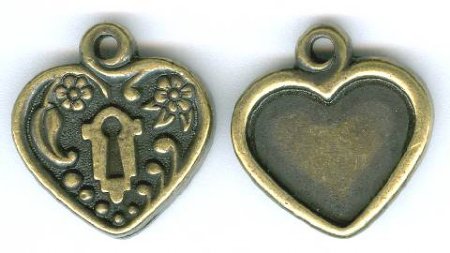 1 16mm TierraCast Brass Oxide Victorian Heart Pendant Frame