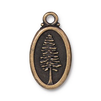 1, 29.5x16mm TierraCast Brass Oxide Redwood Pendant
