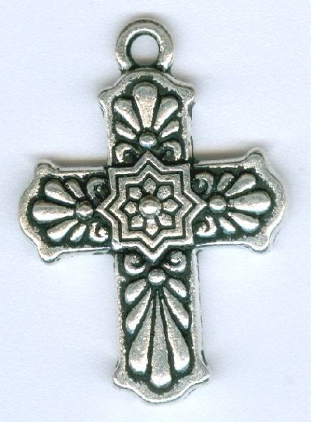 1 29x21mm TierraCast Antique Silver Talavera Cross