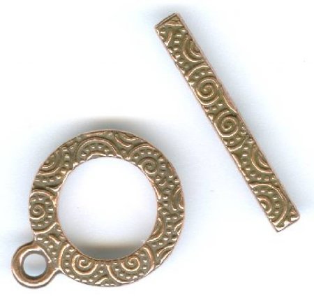 1 16mm TierraCast Antique Copper Round Spiral Toggle