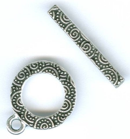 1 16mm TierraCast Antique Silver Round Spiral Toggle